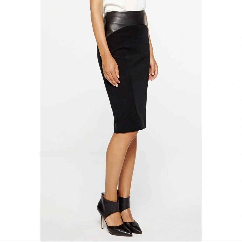 Nicole Miller High Waisted Leather Panel Skirt EUC
